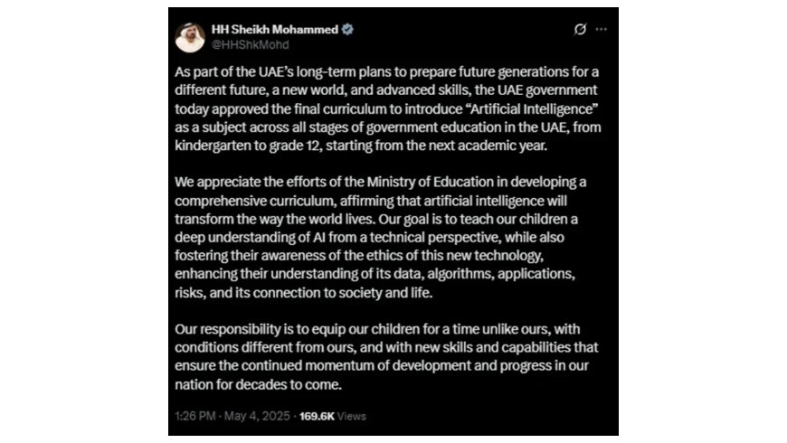 UAE Introduces AI Education in All Government Schools from Next Academic Year - Bio Points News