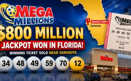 Mega Millions $800 Million Jackpot Won in Florida: Ticket Sold Near Sarasota